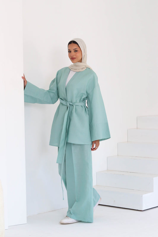 Linen Set In Mint