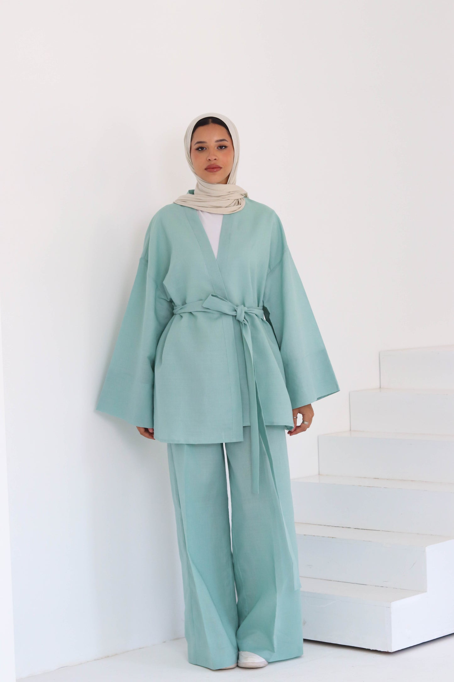 Linen Set In Mint