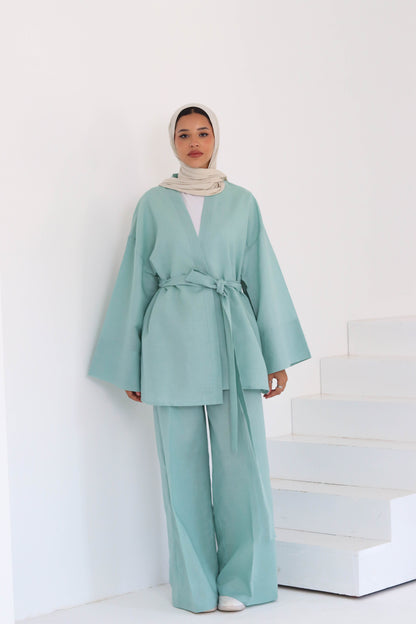 Linen Set In Mint